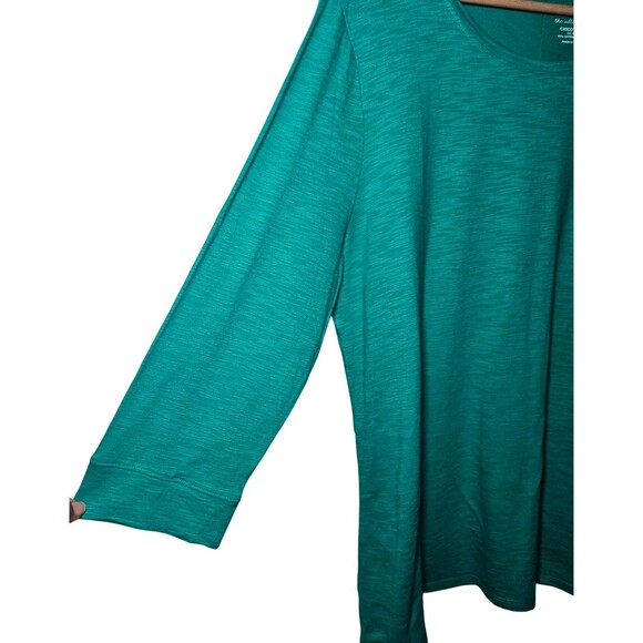Chicos Women's XL Ultimate Tee Button Back Slub Knit Teal/Green Cotton/Modal - Picture 5 of 11